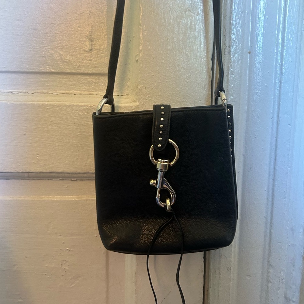 Rebecca Minkoff Black Leather Dtudded Crossbody